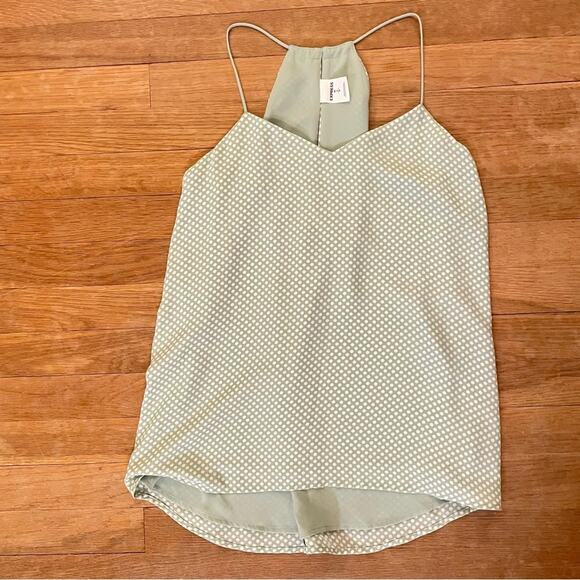 Express green white polkadot spaghetti strap blouse shirt top SP b23 - Picture 1 of 3